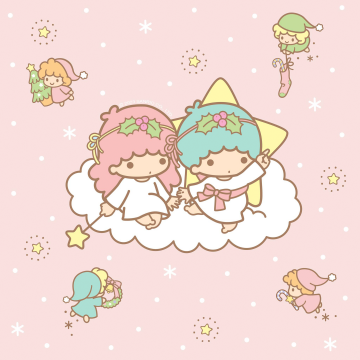 Little Twin Stars, Peach background, Kiki and Lala, Cute cartoon, Sanrio