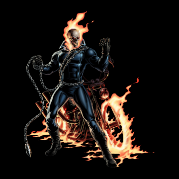 Ghost Rider, 8K, Black background, Marvel Superheroes, AMOLED, Skull, Fire, 5K