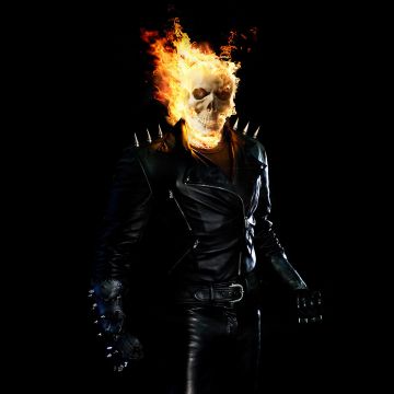 Ghost Rider, Black background, Marvel Superheroes, AMOLED, Skull, Fire