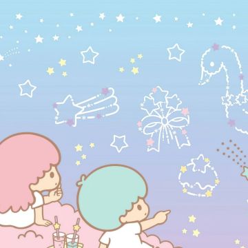 Little Twin Stars, Night sky, Kiki and Lala, Pastel, Aesthetic, Cartoon, Sanrio