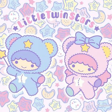 Sanrio, Little Twin Stars, Playing, Pastel, Aesthetic, Kiki and Lala, Cartoon