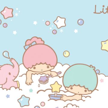 Little Twin Stars, Playing, Pastel, Aesthetic, Kiki and Lala, Cartoon, Sanrio