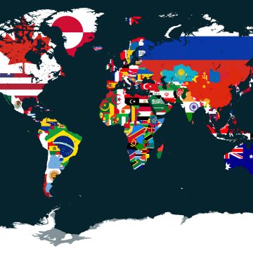 World map, Flag, 5K