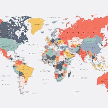 Pastel, World map, Colorful