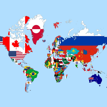 Flag, World map, Pastel blue