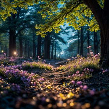 Spring, Magical forest, AI art, Surreal