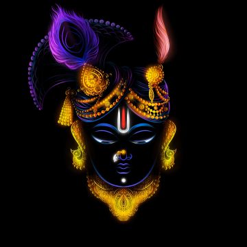 Lord Krishna, Hindu God, AMOLED, 5K, Black background