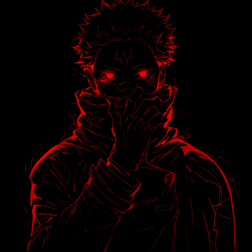 Sukuna, Red aesthetic, AMOLED, 5K, Black background, Jujutsu Kaisen