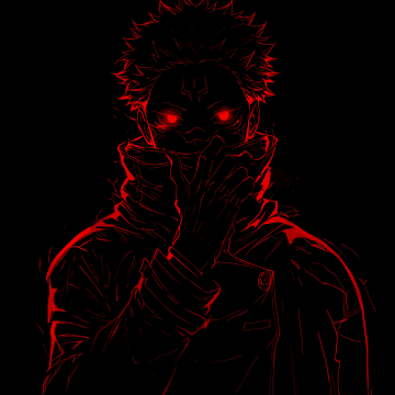 Sukuna, Red aesthetic, AMOLED, 5K, Black background, Jujutsu Kaisen, Dark red