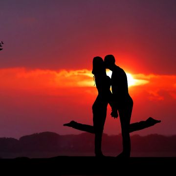 Couple, Sunrise, Together, Romantic, Dove, Silhouette