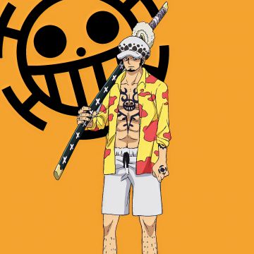 Trafalgar Law, Minimal art, One Piece, Yellow background