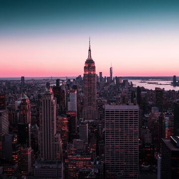 Empire State Building, 8K, New York City, Cityscape, Sunset, City lights, Urban, Skyline, 5K