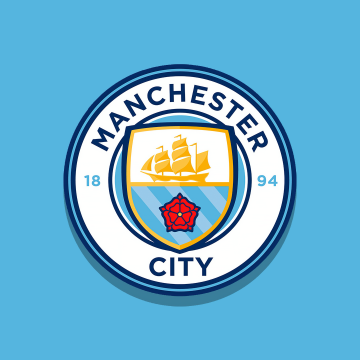 Manchester City FC, Football team, Cyan background, Logo, Premier League club