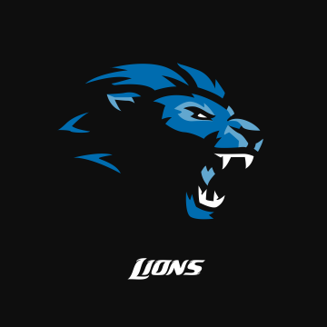 Detroit Lions, Black background, Logo, American football team, NFL team, 5K