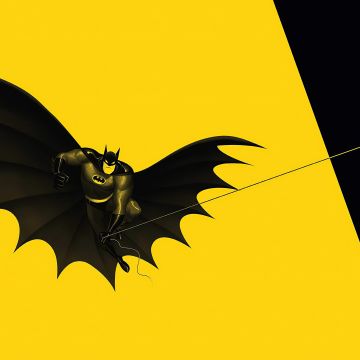 Batman, Minimal art, Yellow background, Black, DC Superheroes, Simple