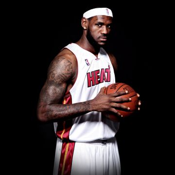 LeBron James, Black background, Miami Heat, Basketball player