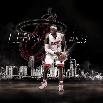 LeBron James, Miami Heat, Dark background, American basketball player, 5K