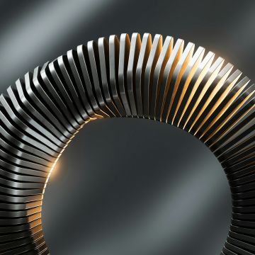 Circular, Metal structure, Spiral, 3D Art, Grey background