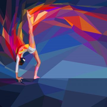 Gymnast, Illustration, Low poly, 5K