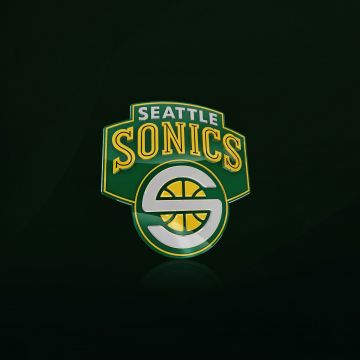 Seattle Supersonics, Basketball team, Logo, NBA, 5K, Green background