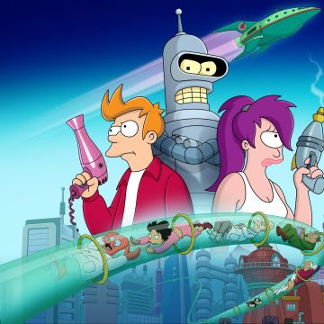 Futurama, TV show, Cartoon, Animated series, Phillip J Fry, Bender (Futurama), Leela (Futurama)