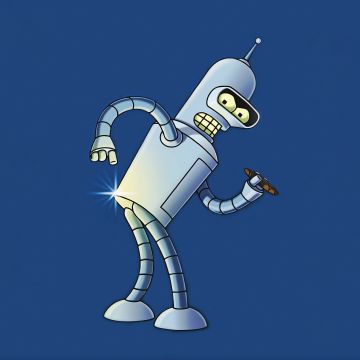 Bender (Futurama), Blue background, Funny, Cartoon, 5K