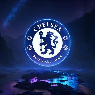 Chelsea FC, Neon logo, Premier League club, Football club, 5K, 8K, Blue aesthetic