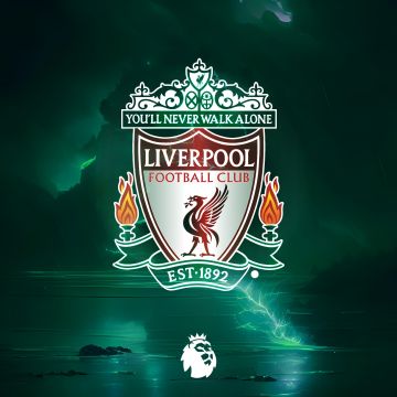 Liverpool FC, Premier League club, Football club, Logo, Green background