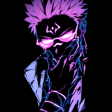 Satoru Gojo, Pink aesthetic, AMOLED, Jujutsu Kaisen, Black background, 5K