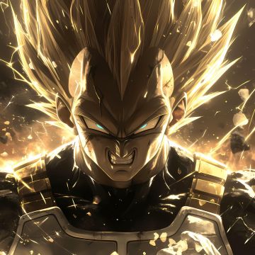 Angry, Vegeta, Dragon Ball, Golden, 5K