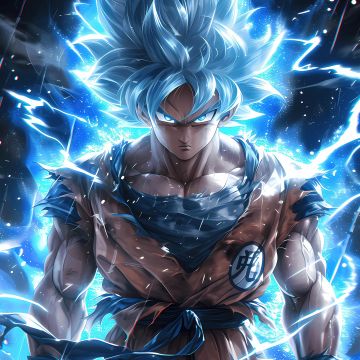 Super Saiyan Blue, Son Goku, Dragon Ball, AI art, 5K