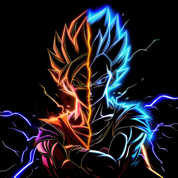 Son Goku, Vegeta, AMOLED, AI art, 5K, Black background