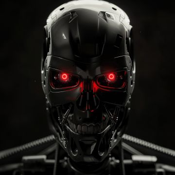 Terminator, Dark background, 5K, AI art