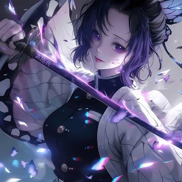 Shinobu Kocho, Purple aesthetic, AI art, 5K, Demon Slayer: Kimetsu no Yaiba