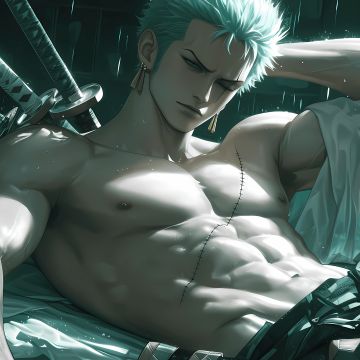 Roronoa Zoro, Green aesthetic, One Piece, 5K, AI art