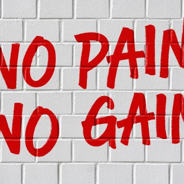 No pain No gain, Brick wall, White background, 5K, Motivational quotes, Typography