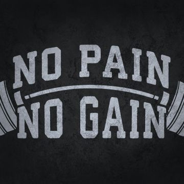 No pain No gain, Dumbbell workout, 5K, Inspirational quotes, Motivational quotes, Dark background, Monochrome, 5K