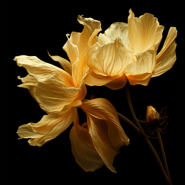 Yellow flowers, Digital render, Black background, Xiaomi, Stock, AMOLED, Digital flowers, 5K