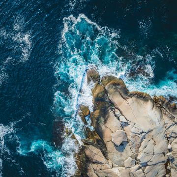 Peggy's Cove, Seascape, Aerial view, St Margarets Bay, Atlantic Ocean, Nova Scotia, North America, 5K