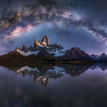 Patagonia, Bliss, Majestic, Landscape, Norway, Night, 5K, Milky Way arch, Panorama