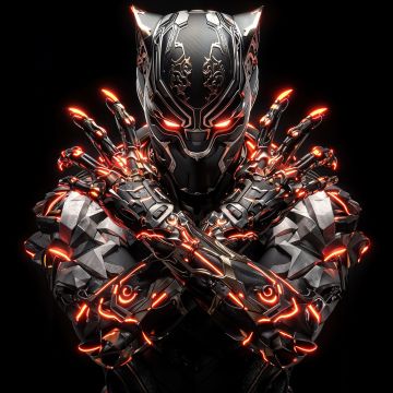 Black Panther, Steampunk, 5K, Futuristic, AMOLED, Black background, AI art