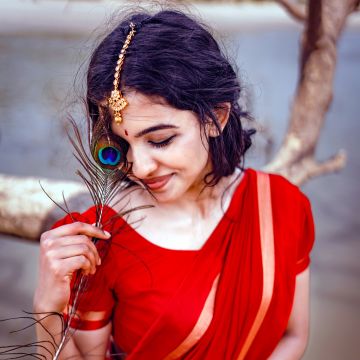 Mamitha Baiju, Photoshoot, 5K, 8K, Malayalam actress, Indian actress, Saree