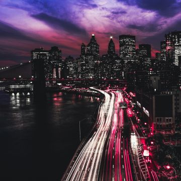 New York City, Timelapse, Manhattan, Traffic lights, Light trails, Night, Cityscape, City lights, Dark, 5K