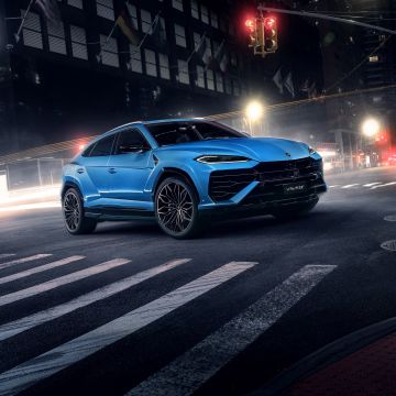 Lamborghini Urus SE, City street, 5K, 8K, Hybrid Supercar