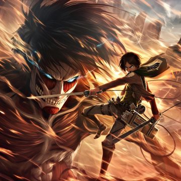 Shingeki no Kyojin, Eren Yeager, Mikasa Ackerman, 5K