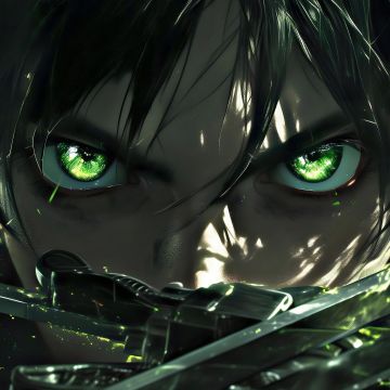 Eren Yeager, Green eyes, AI art, Attack on Titan, 5K