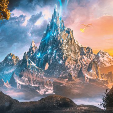 Mountain, Fantasy artwork, Ultrawide, Wizard