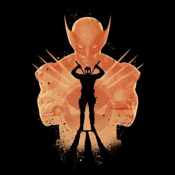 Deadpool & Wolverine, Silhouette, Movie poster, Black background, 8K, AMOLED, 5K, 2024 Movies