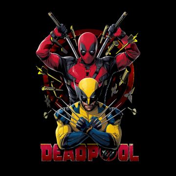 Deadpool & Wolverine, Movie poster, Black background, 8K, AMOLED, 5K, 2024 Movies