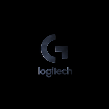 Logitech, Minimalist, Black background, Minimal logo